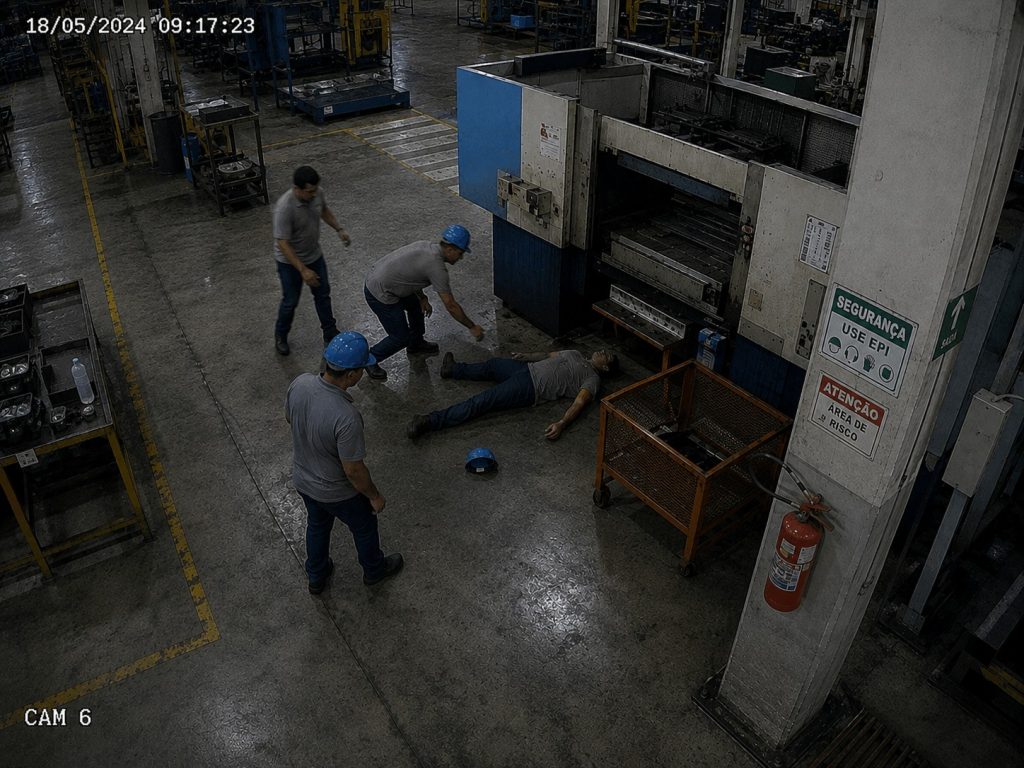 Câmera identificando pessoa caída no chão
